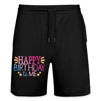 Happy Birthday To Me Cool Birthday Party Gift - Stanley/Stella Trainer Unisex Organic Jogging Shorts - black - Front - Nik (191cm) & Marisol (170cm)