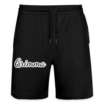 Grimma - Textdesign mit Stadtnamen - Stanley/Stella Unisex Bio Joggingshorts Trainer  - Schwarz - Vorne - Nik (191cm) & Marisol (170cm)
