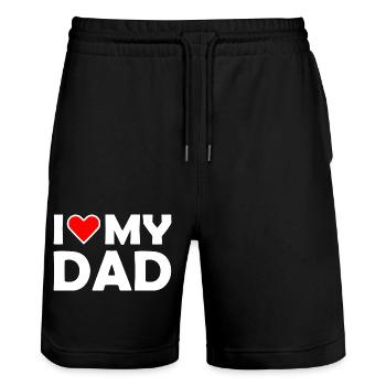 I love my dad - Short de jogging bio TRAINER Stanley/Stella unisexe - noir - Devant - Nik (191cm) & Marisol (170cm)