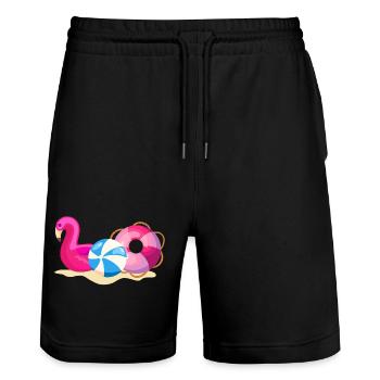 Bathgadges in pink - Stanley/Stella Trainer Unisex Organic Jogging Shorts - black - Front - Nik (191cm) & Marisol (170cm)