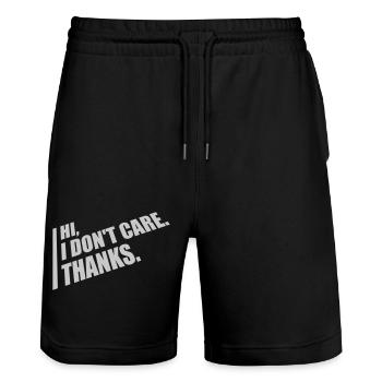 Hi I don't care - Stanley/Stella Trainer Unisex Organic Jogging Shorts - black - Front - Nik (191cm) & Marisol (170cm)