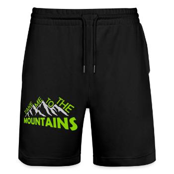 To the mountains quote - Stanley/Stella Trainer Unisex Organic Jogging Shorts - black - Front - Nik (191cm) & Marisol (170cm)
