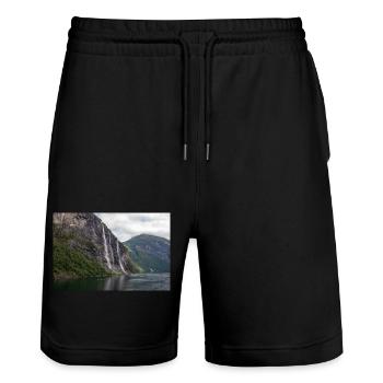 Seven Sisters Waterfall at the Geiranger fjords - Stanley/Stella Unisex Bio Joggingshorts Trainer  - Schwarz - Vorne - Nik (191cm) & Marisol (170cm)