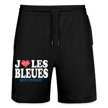 football feminin J aime les bleues football france - Short de jogging bio TRAINER Stanley/Stella unisexe - noir - Devant - Nik (191cm) & Marisol (170cm)