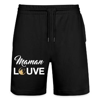 maman louve pleine lune 2 - Short de jogging bio TRAINER Stanley/Stella unisexe - noir - Devant - Nik (191cm) & Marisol (170cm)