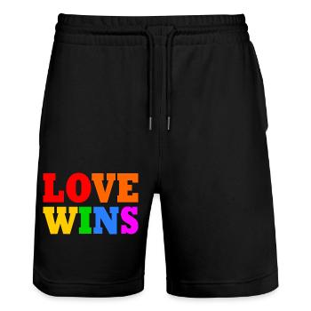Love wins - Stanley/Stella Trainer Unisex Organic Jogging Shorts - black - Front - Nik (191cm) & Marisol (170cm)