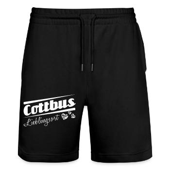 Cottbus - Lieblingsort mit Stadtnamen - Stanley/Stella Unisex Bio Joggingshorts Trainer  - Schwarz - Vorne - Nik (191cm) & Marisol (170cm)