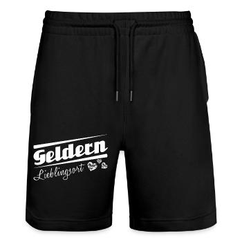 Geldern - Lieblingsort mit Stadtnamen - Stanley/Stella Unisex Bio Joggingshorts Trainer  - Schwarz - Vorne - Nik (191cm) & Marisol (170cm)