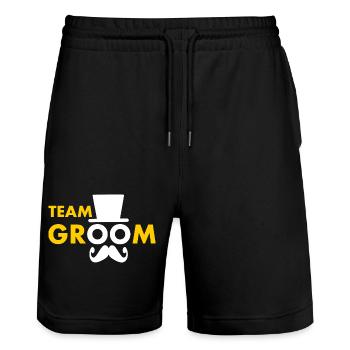 Team groom - Stanley/Stella Unisex Bio Joggingshorts Trainer  - Schwarz - Vorne - Nik (191cm) & Marisol (170cm)