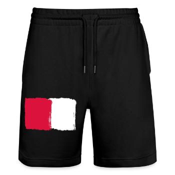 Rot und Weiß used look - Stanley/Stella Unisex Bio Joggingshorts Trainer  - Schwarz - Vorne - Nik (191cm) & Marisol (170cm)