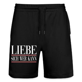 Liebe Sich Wer Kann für den Partner - Stanley/Stella Unisex Bio Joggingshorts Trainer  - Schwarz - Vorne - Nik (191cm) & Marisol (170cm)