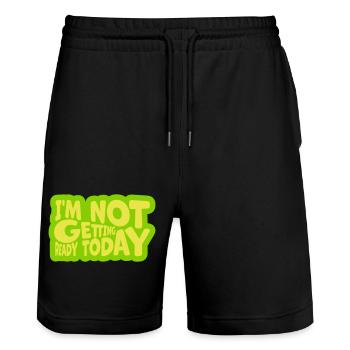 not getting ready today - Stanley/Stella Unisex Bio Joggingshorts Trainer  - Schwarz - Vorne - Nik (191cm) & Marisol (170cm)