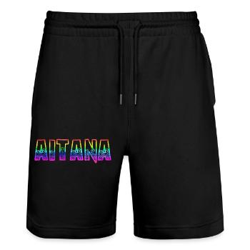 aitana rs rainbow - Stanley/Stella Trainer Unisex Organic Jogging Shorts - black - Front - Nik (191cm) & Marisol (170cm)