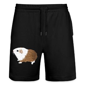 Design mit einem Glatthaar-Meerschweinchen 2 - Stanley/Stella Unisex Bio Joggingshorts Trainer  - Schwarz - Vorne - Nik (191cm) & Marisol (170cm)