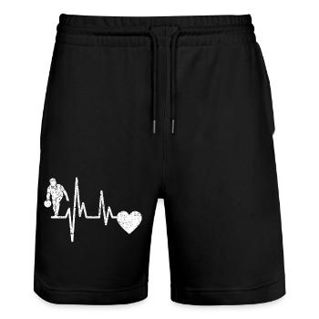 Bowling Kegel Gift Bowling Ball Bowler Bowling - Stanley/Stella Trainer Unisex Organic Jogging Shorts - black - Front - Nik (191cm) & Marisol (170cm)