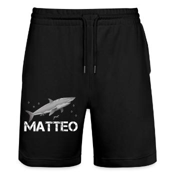 Matteo Anniversaire Matteo - Short de jogging bio TRAINER Stanley/Stella unisexe - noir - Devant - Nik (191cm) & Marisol (170cm)