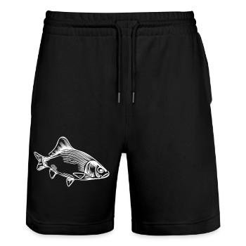 Vintage Karpfen - grimmiger Karpfenfisch - Stanley/Stella Unisex Bio Joggingshorts Trainer  - Schwarz - Vorne - Nik (191cm) & Marisol (170cm)