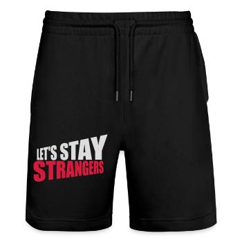 Citation Restons Strangers - Short de jogging bio TRAINER Stanley/Stella unisexe - noir - Devant - Nik (191cm) & Marisol (170cm)
