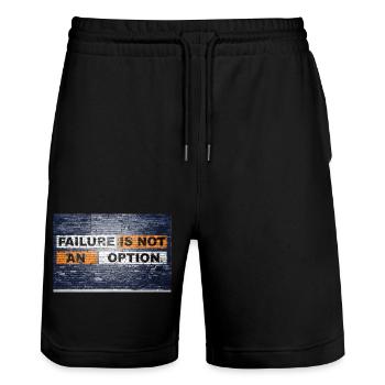 Scheitern ist keine Option zu sagen, Schriftzug Graffiti - Stanley/Stella Unisex Bio Joggingshorts Trainer  - Schwarz - Vorne - Nik (191cm) & Marisol (170cm)