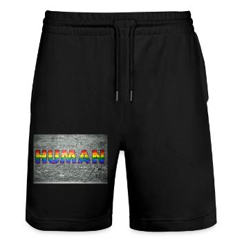 Human equality You Gay Pride Graffiti - Stanley/Stella Unisex Bio Joggingshorts Trainer  - Schwarz - Vorne - Nik (191cm) & Marisol (170cm)