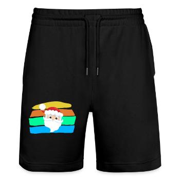 Santa Claus - Stanley/Stella Trainer Unisex Organic Jogging Shorts - black - Front - Nik (191cm) & Marisol (170cm)