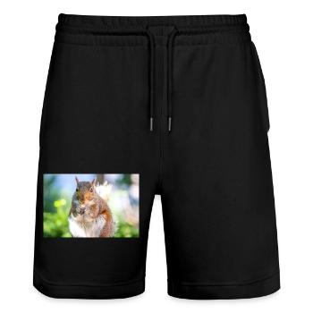 Grauhörnchen essen - Stanley/Stella Unisex Bio Joggingshorts Trainer  - Schwarz - Vorne - Nik (191cm) & Marisol (170cm)