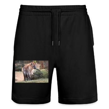 hyena or hyaena or harpy (in german Hyäne) Hyaenid - Stanley/Stella Trainer Unisex Organic Jogging Shorts - black - Front - Nik (191cm) & Marisol (170cm)