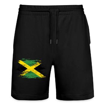 Drapeau de la Jamaïque utilisé - Short de jogging bio TRAINER Stanley/Stella unisexe - noir - Devant - Nik (191cm) & Marisol (170cm)