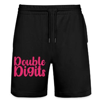 Cadeau de 10e anniversaire, 10 ans, pour garçons et filles - Short de jogging bio TRAINER Stanley/Stella unisexe - noir - Devant - Nik (191cm) & Marisol (170cm)