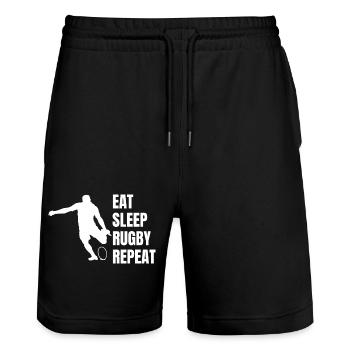 Rugby Coach Rugby Player Gift Rugby Team - Stanley/Stella Trainer Unisex Organic Jogging Shorts - black - Front - Nik (191cm) & Marisol (170cm)