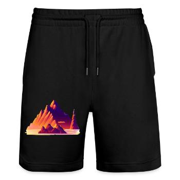 Bergwandern Wanderung Wandern Bergwanderer - Stanley/Stella Unisex Bio Joggingshorts Trainer  - Schwarz - Vorne - Nik (191cm) & Marisol (170cm)