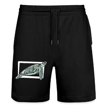 Schildkröte / Reptil / Meer / Ozean / Tier / See - Stanley/Stella Unisex Bio Joggingshorts Trainer  - Schwarz - Vorne - Nik (191cm) & Marisol (170cm)