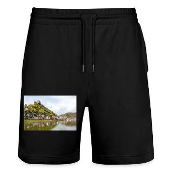 Reichsburg Fortress (Reichsburg) Cochem Rhineland - Stanley/Stella Trainer Unisex Organic Jogging Shorts - black - Front - Nik (191cm) & Marisol (170cm)