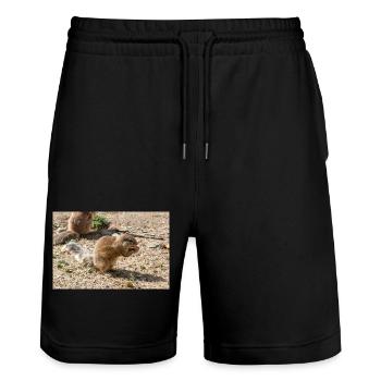 African ground squirrels (in german Afrikanische B - Stanley/Stella Trainer Unisex Organic Jogging Shorts - black - Front - Nik (191cm) & Marisol (170cm)