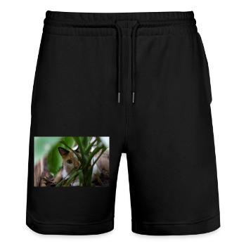 The cat with the sweet look - Stanley/Stella Trainer Unisex Organic Jogging Shorts - black - Front - Nik (191cm) & Marisol (170cm)