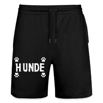 Hund Dog - Stanley/Stella Unisex Bio Joggingshorts Trainer  - Schwarz - Vorne - Nik (191cm) & Marisol (170cm)