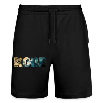 KOBE COLORFUL - Stanley/Stella Trainer Unisex Organic Jogging Shorts - black - Front - Nik (191cm) & Marisol (170cm)