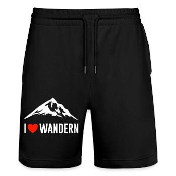Wandern Wanderer Berg Humor Natur - Stanley/Stella Unisex Bio Joggingshorts Trainer  - Schwarz - Vorne - Nik (191cm) & Marisol (170cm)