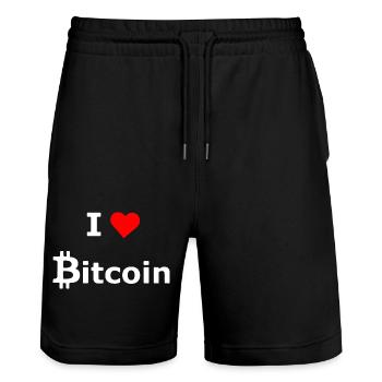 love money - Stanley/Stella Trainer Unisex Organic Jogging Shorts - black - Front - Nik (191cm) & Marisol (170cm)