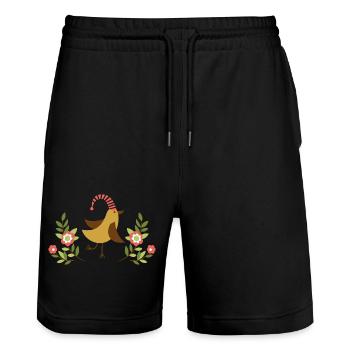 Vogel - Stanley/Stella Unisex Bio Joggingshorts Trainer  - Schwarz - Vorne - Nik (191cm) & Marisol (170cm)