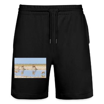 giraffe and Landscape in a Etosha National Park - Stanley/Stella Trainer Unisex Organic Jogging Shorts - black - Front - Nik (191cm) & Marisol (170cm)