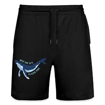 Meerestiere - Stanley/Stella Unisex Bio Joggingshorts Trainer  - Schwarz - Vorne - Nik (191cm) & Marisol (170cm)