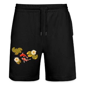 Meerestiere - Stanley/Stella Unisex Bio Joggingshorts Trainer  - Schwarz - Vorne - Nik (191cm) & Marisol (170cm)