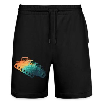Oldtimer-Traktor - Stanley/Stella Unisex Bio Joggingshorts Trainer  - Schwarz - Vorne - Nik (191cm) & Marisol (170cm)