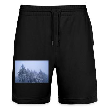 Bäume im Schnee - Stanley/Stella Unisex Bio Joggingshorts Trainer  - Schwarz - Vorne - Nik (191cm) & Marisol (170cm)