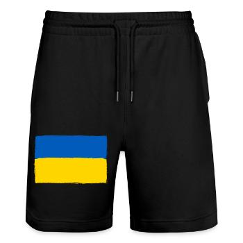 ukrainian flage 01 - Stanley/Stella Unisex Bio Joggingshorts Trainer  - Schwarz - Vorne - Nik (191cm) & Marisol (170cm)