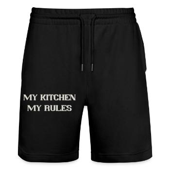 my kitchen - Stanley/Stella Unisex Bio Joggingshorts Trainer  - Schwarz - Vorne - Nik (191cm) & Marisol (170cm)
