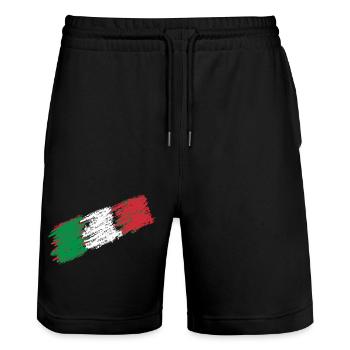 Italy flag italics - Stanley/Stella Trainer Unisex Organic Jogging Shorts - black - Front - Nik (191cm) & Marisol (170cm)