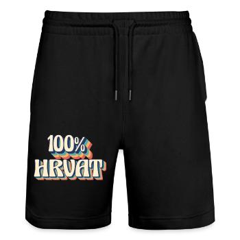 Balkan Papa bosnien serbien kroatien montenegro kosovo - Stanley/Stella Unisex Bio Joggingshorts Trainer  - Schwarz - Vorne - Nik (191cm) & Marisol (170cm)