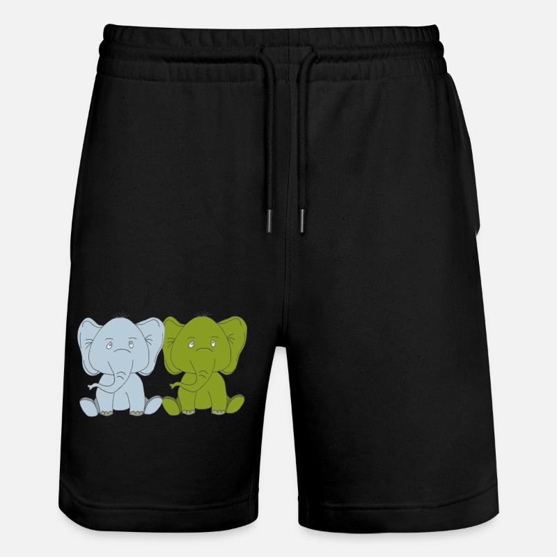 zwei elefanten babies - Stanley/Stella Unisex Bio Joggingshorts Trainer  - Schwarz